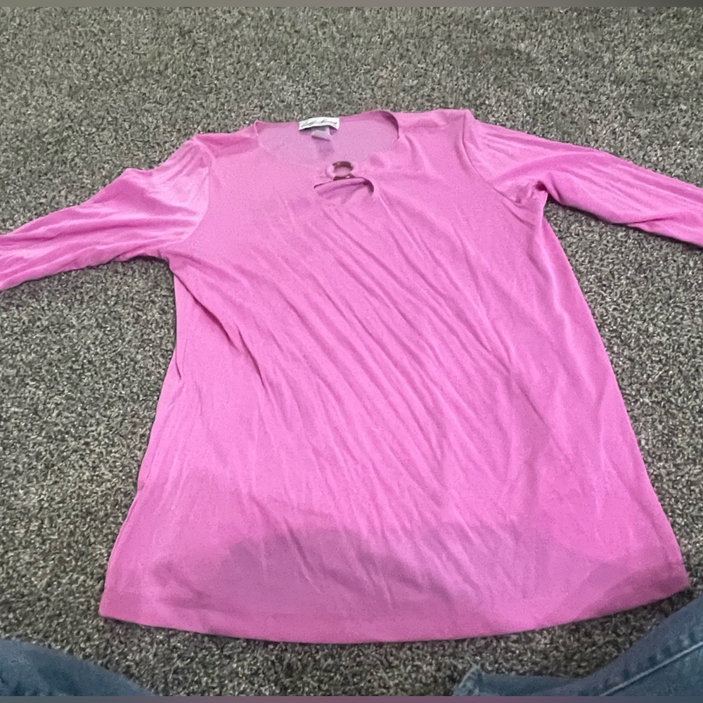 Carolyn Strauss pink O-Ring 3/4 sleeve shirt L